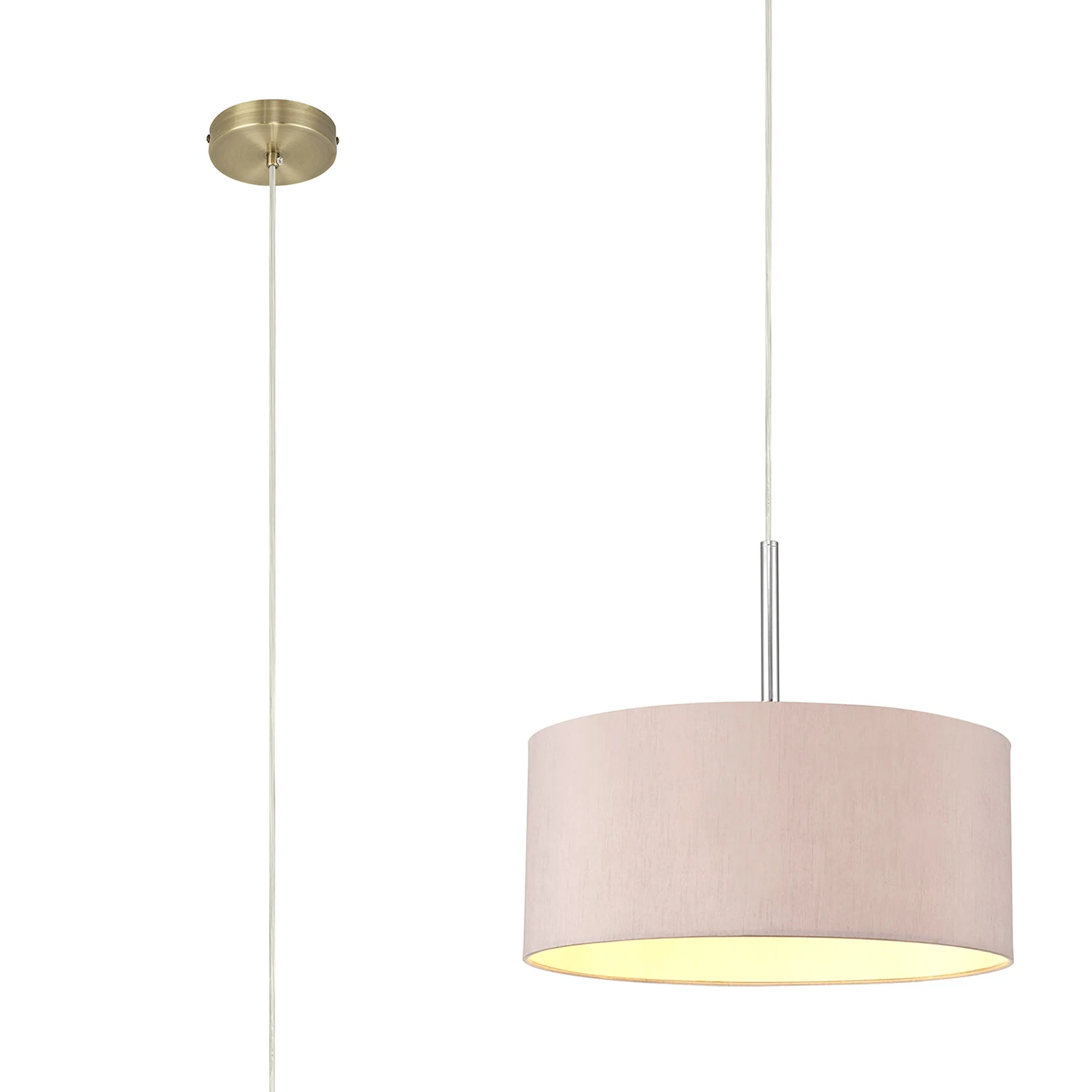 DK0209  Baymont 40cm Pendant 1 Light Antique Brass, Taupe/Halo Gold